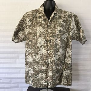 Men’s Cactus Hawaiian Shirt Green White Size L Casual Summer Beachwear